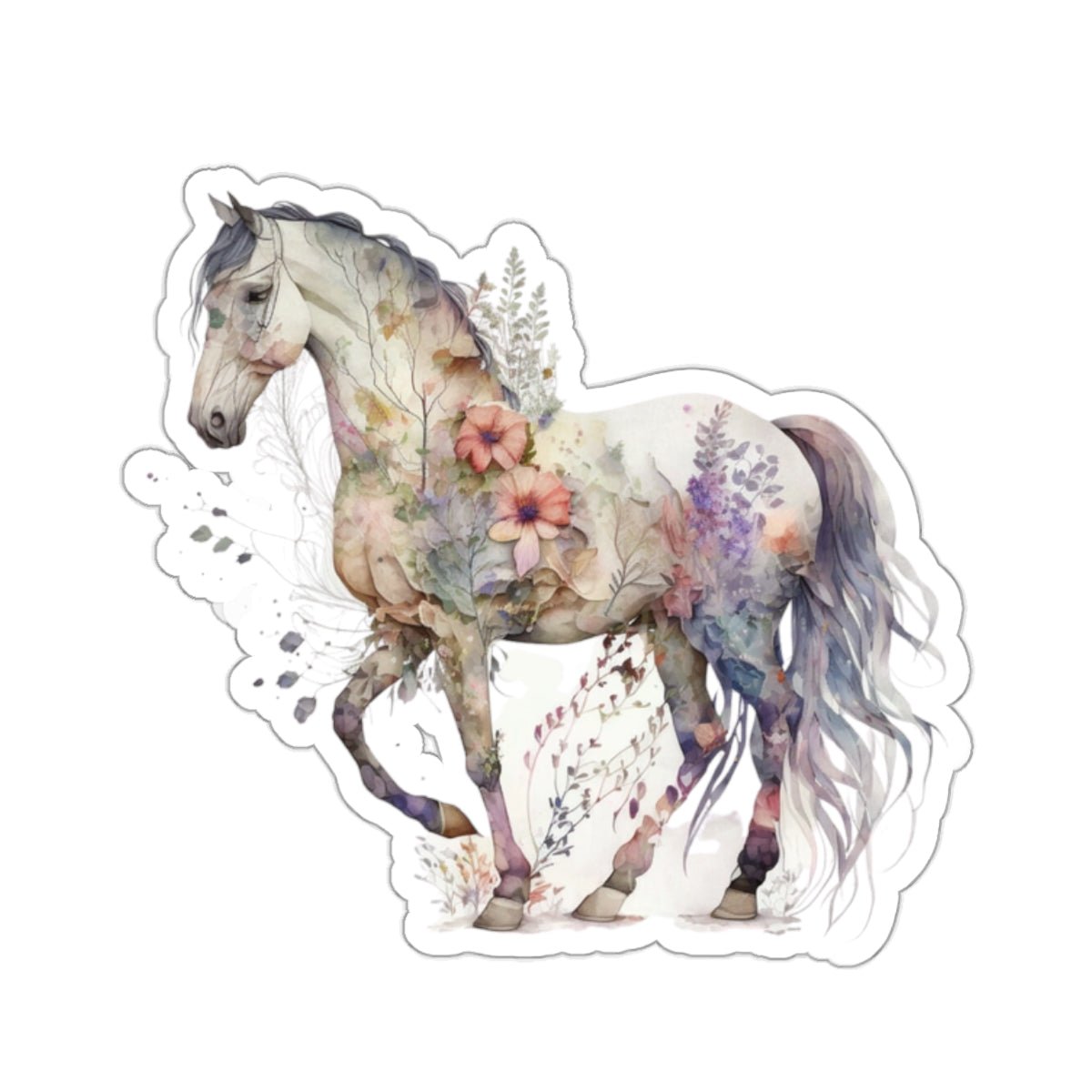 Boho Horse, Floral, Horse, Kiss-Cut Stickers - SmorgeousByGina