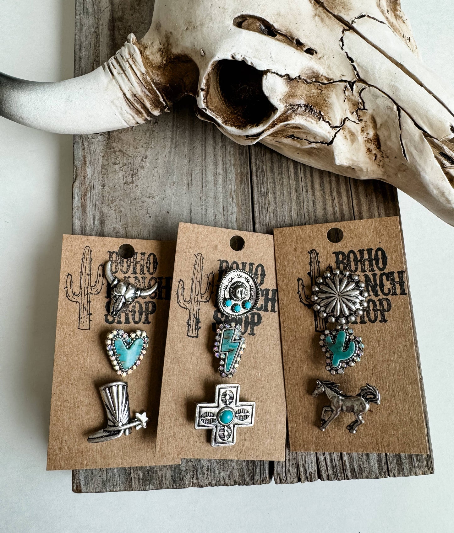 Western Turquoise Silvertone Pin Set - Trucker hat, purse