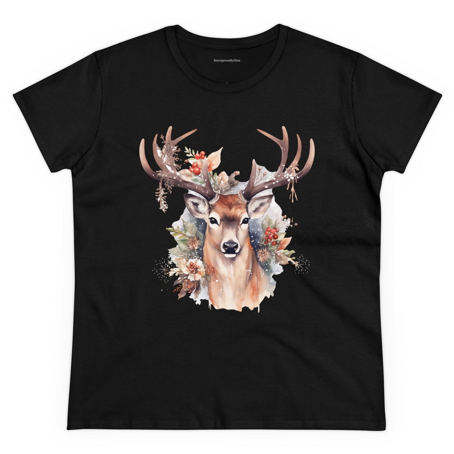 Christmas Deer Women's Midweight Cotton Tee - SmorgeousByGina