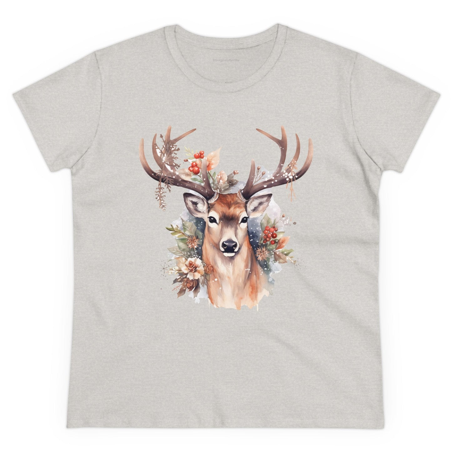 Christmas Deer Women's Midweight Cotton Tee - SmorgeousByGina