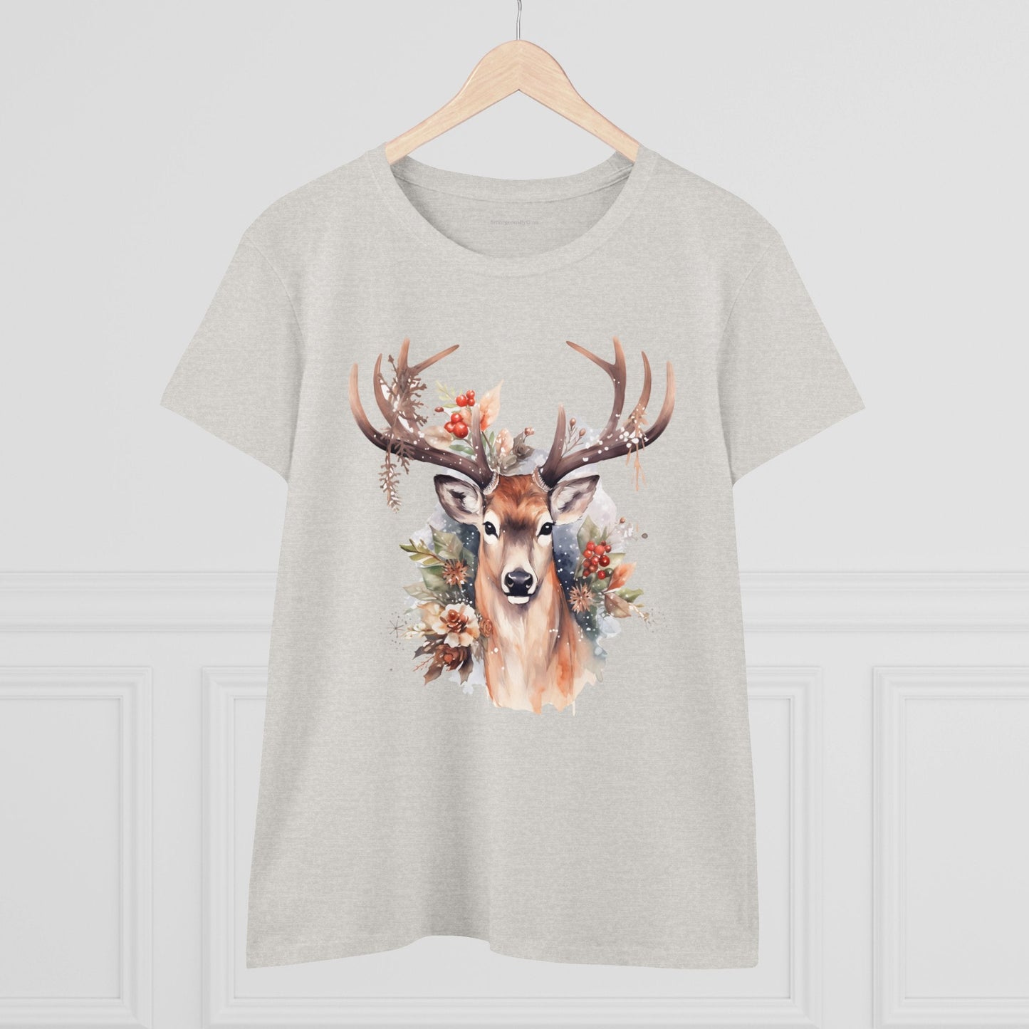 Christmas Deer Women's Midweight Cotton Tee - SmorgeousByGina