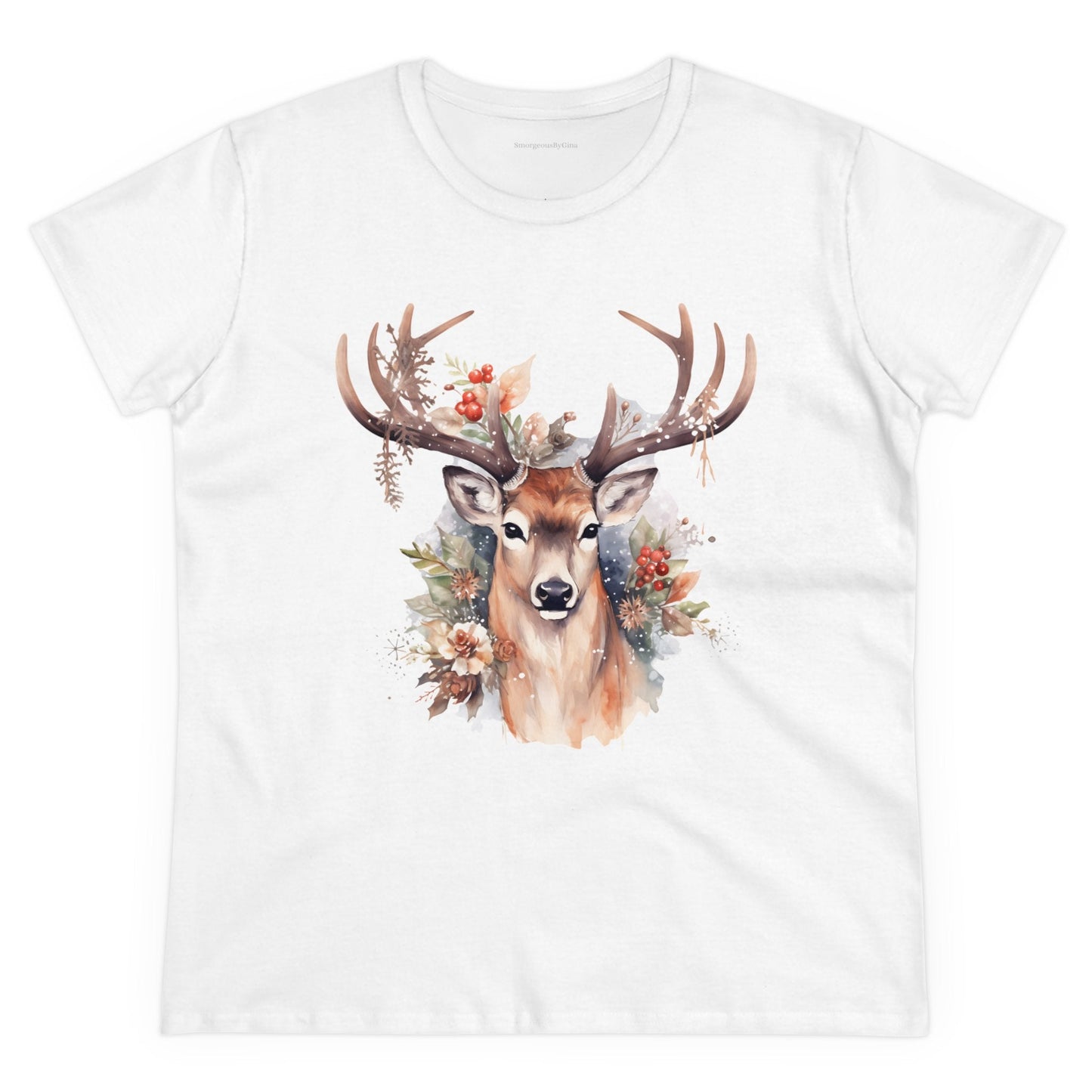 Christmas Deer Women's Midweight Cotton Tee - SmorgeousByGina