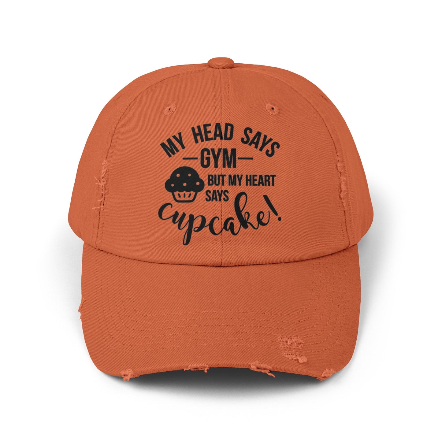 Cupcake vs Gym Cap, Cupcake Cap, Unisex Distressed Cap, Funny Hat - SmorgeousByGina