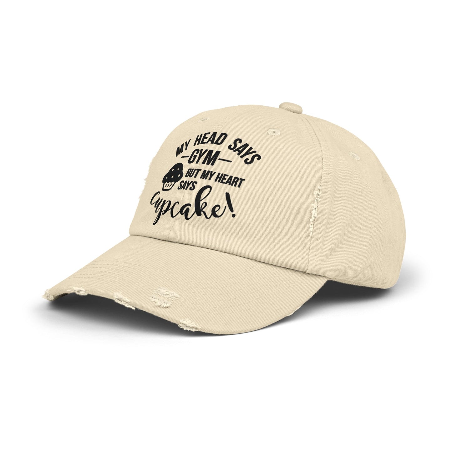 Cupcake vs Gym Cap, Cupcake Cap, Unisex Distressed Cap, Funny Hat - SmorgeousByGina