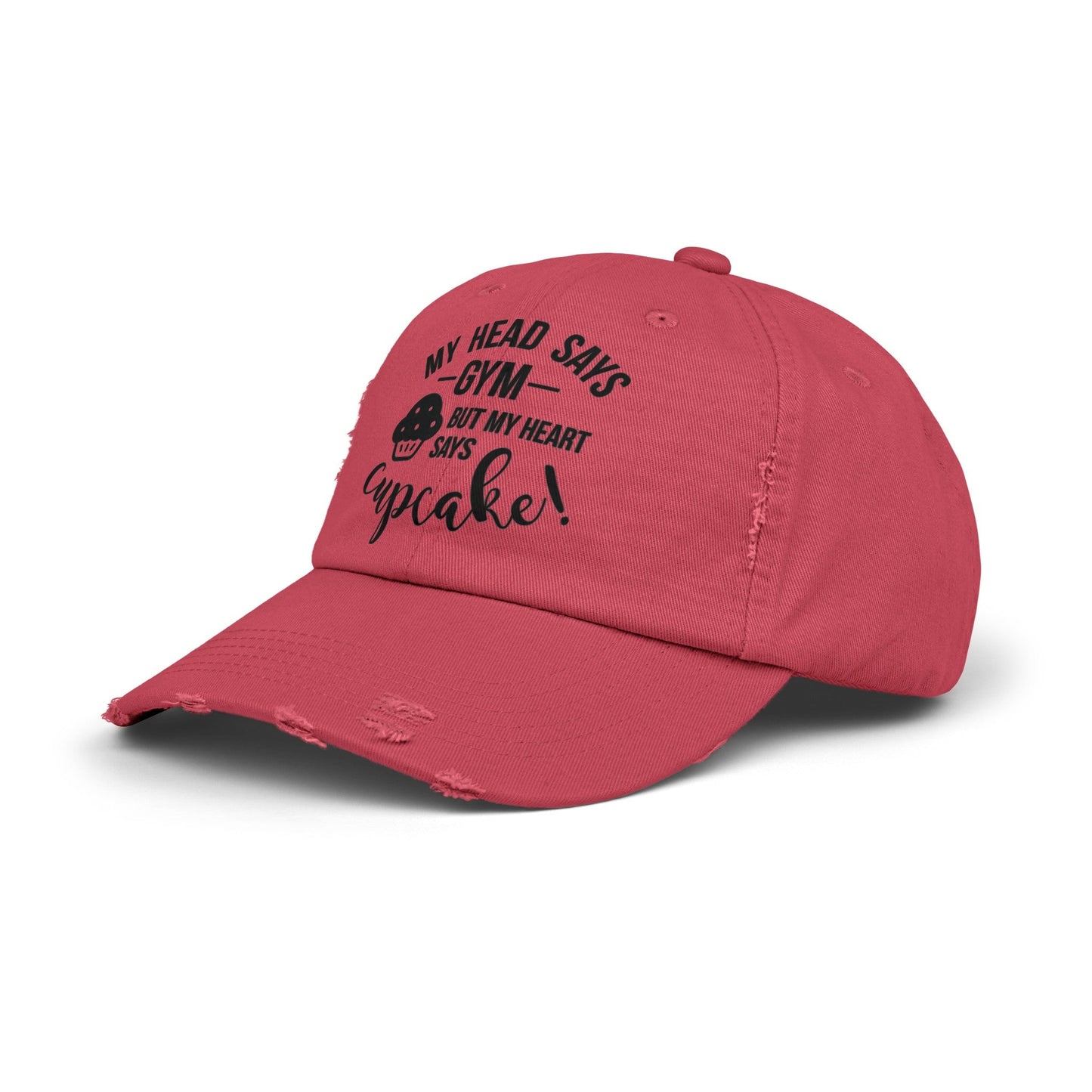 Cupcake vs Gym Cap, Cupcake Cap, Unisex Distressed Cap, Funny Hat - SmorgeousByGina