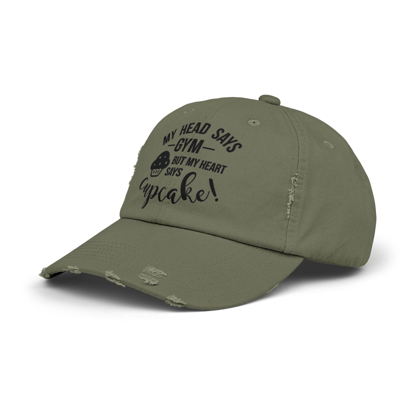Cupcake vs Gym Cap, Cupcake Cap, Unisex Distressed Cap, Funny Hat - SmorgeousByGina