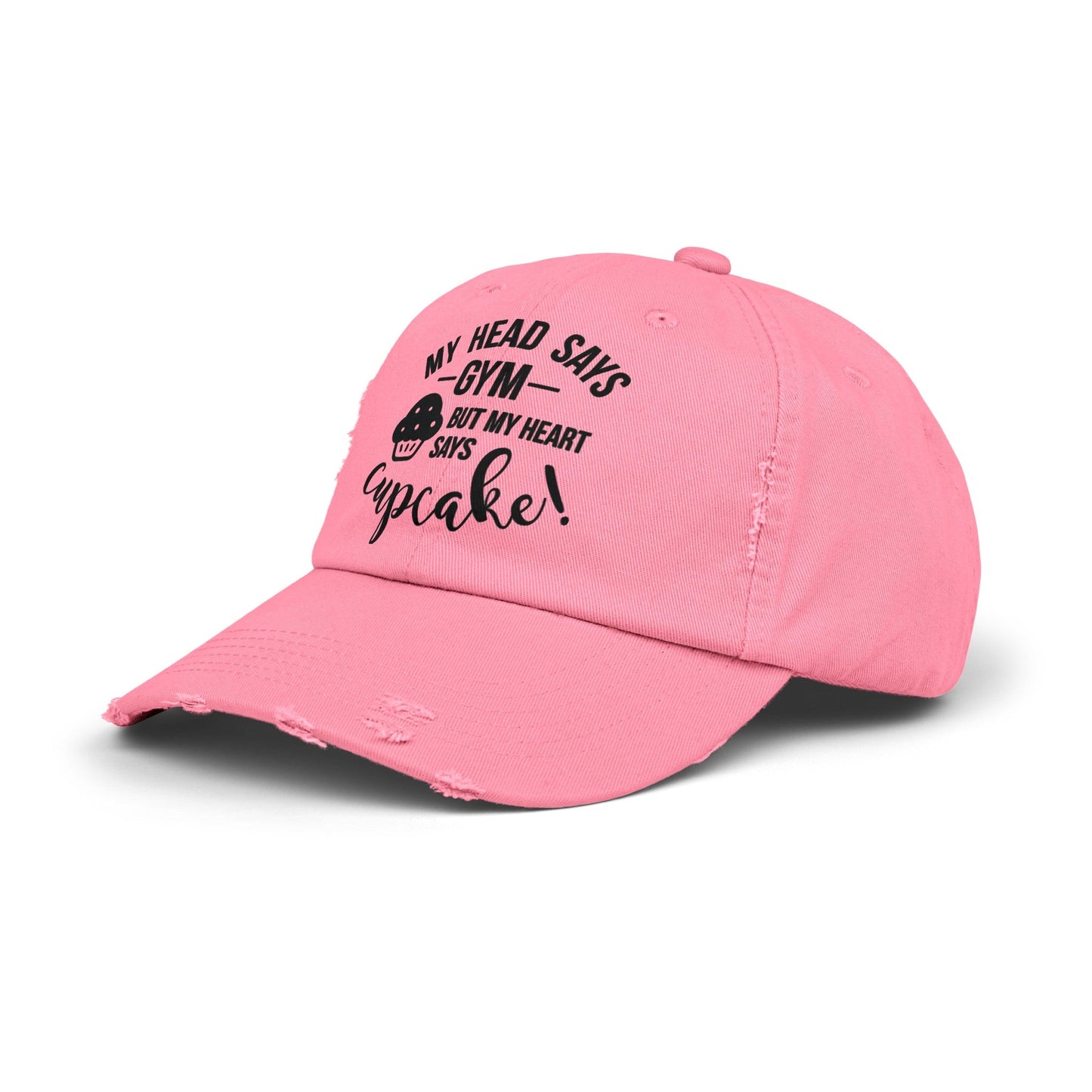 Cupcake vs Gym Cap, Cupcake Cap, Unisex Distressed Cap, Funny Hat - SmorgeousByGina