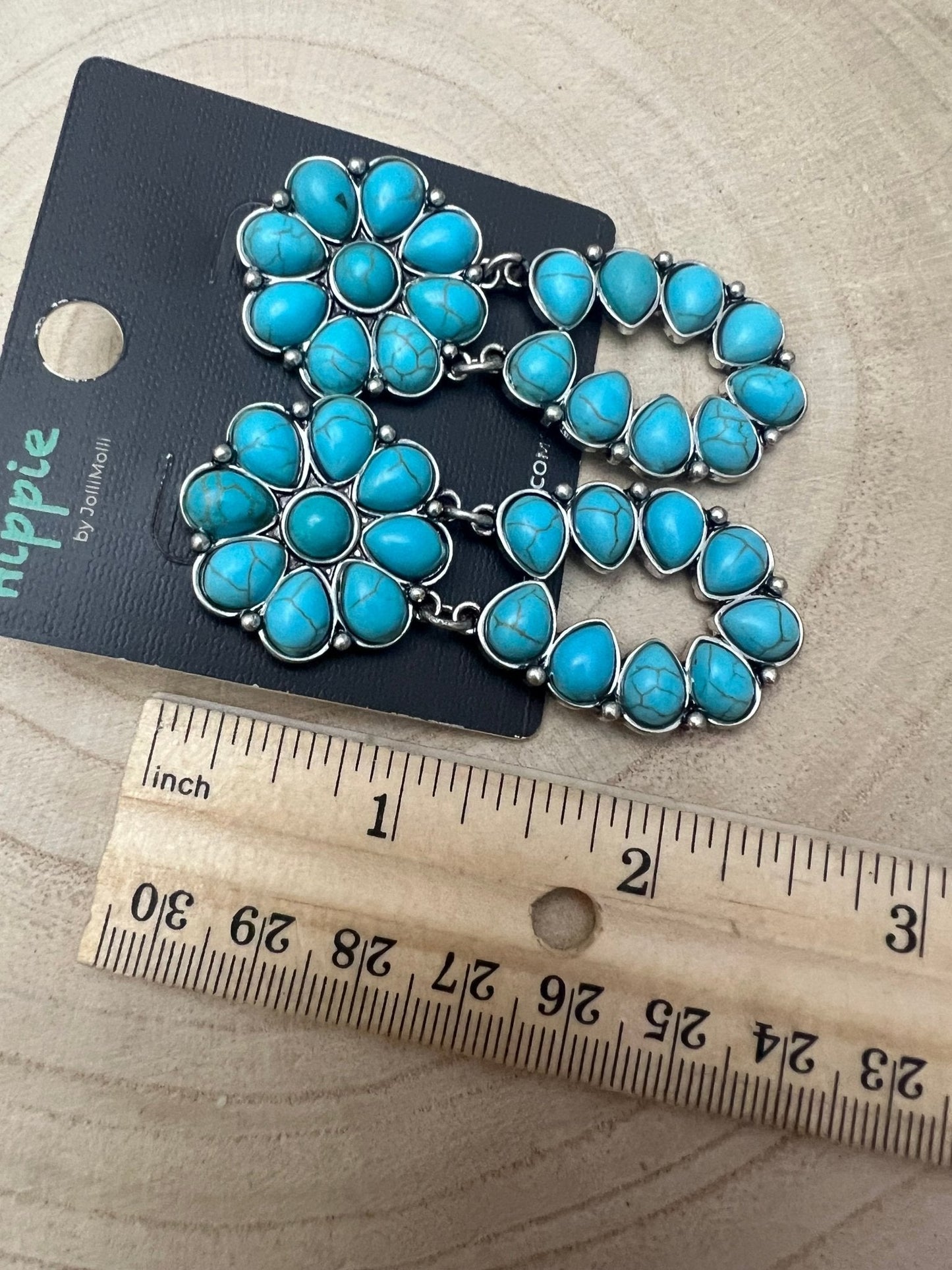 Faux Turquoise Cluster Post Earrings - 2 1/4 inch Statement Size