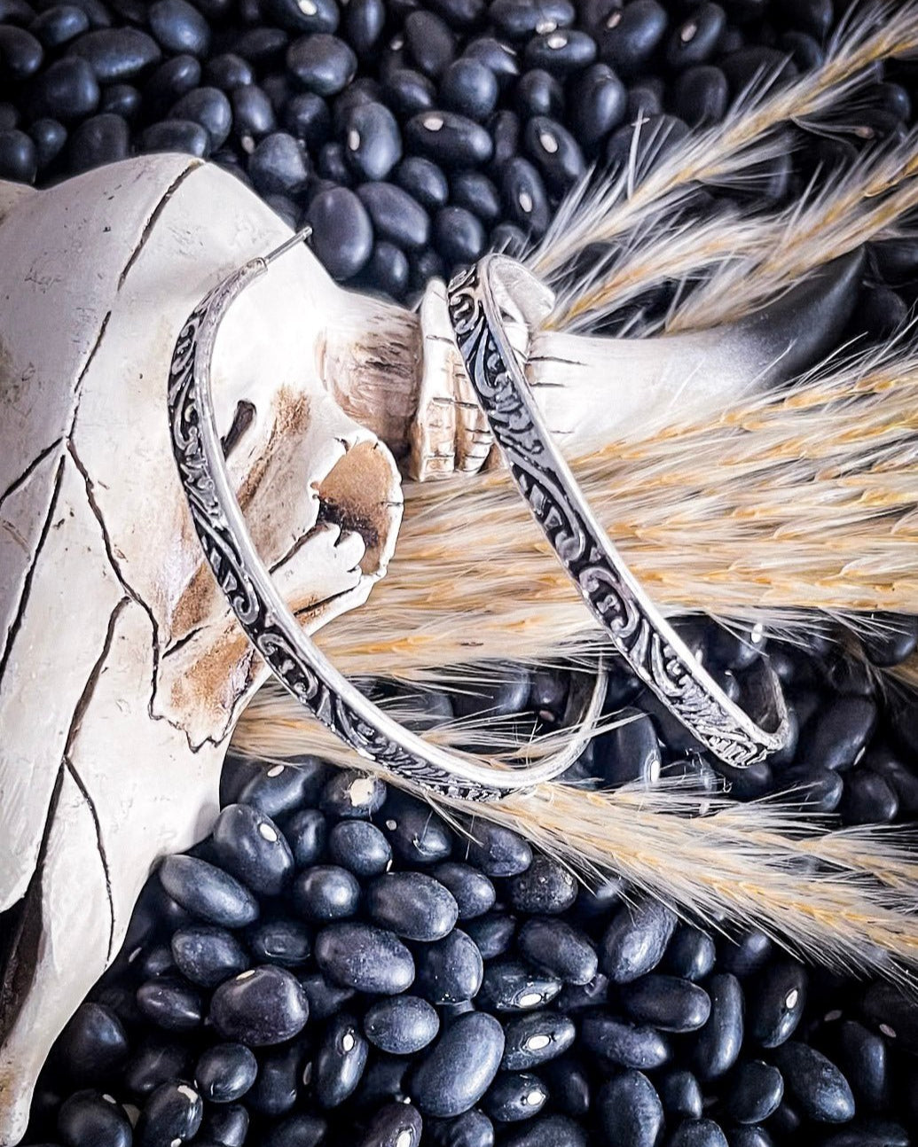 Folk Tooled Hoop Fashion Earrings