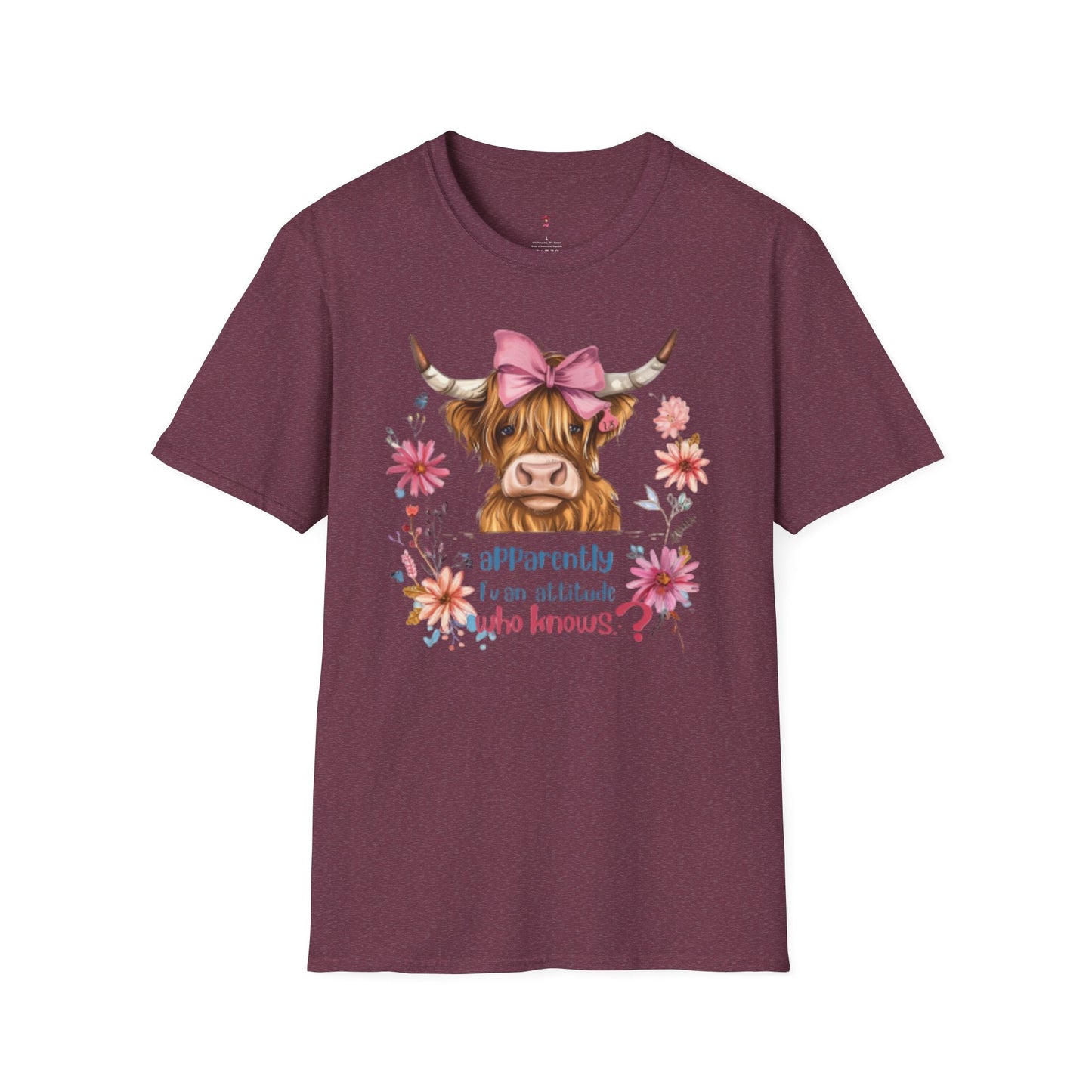 Highland Attitude, Highland Cattle, Softstyle T-Shirt - SmorgeousByGina