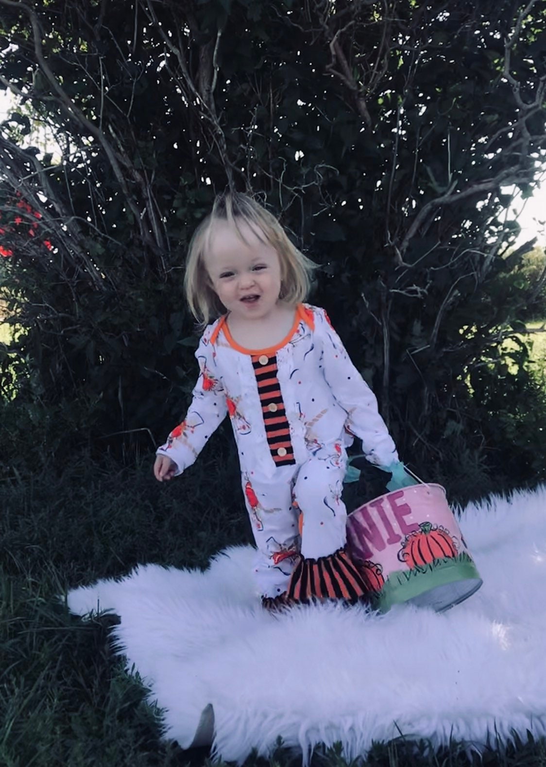 Unicorn Pumpkin Fall Outfit for Girls | Matching Sister Set | Dress or Romper | Toddler Thanksgiving Halloween Outfit