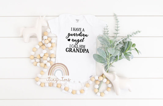 I Have a Guardian Angel I Call Him Grandpa Baby Bodysuit