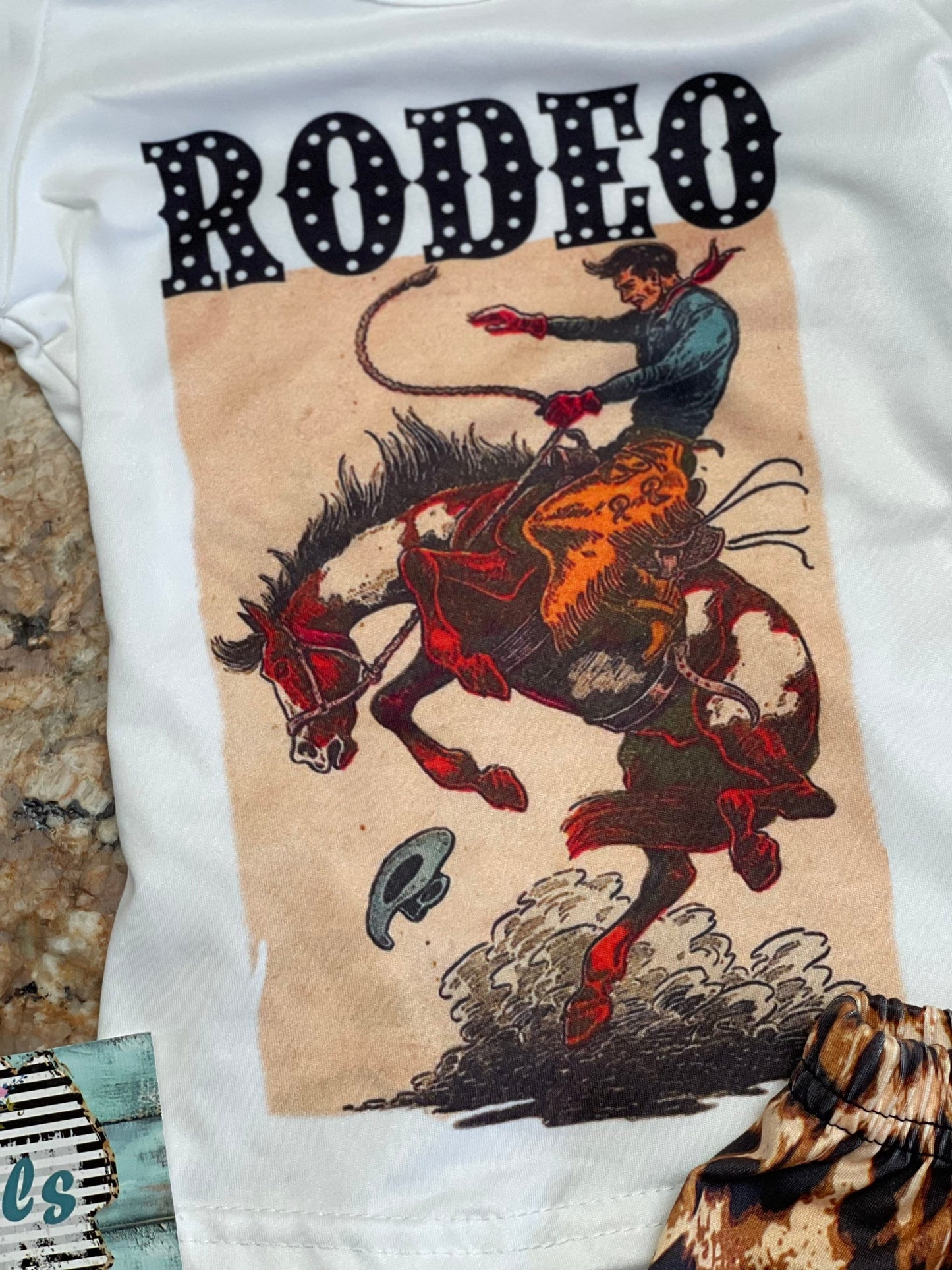 Girls' Rodeo Outfit: Bucking Bronco Shirt, Cheetah Shorts