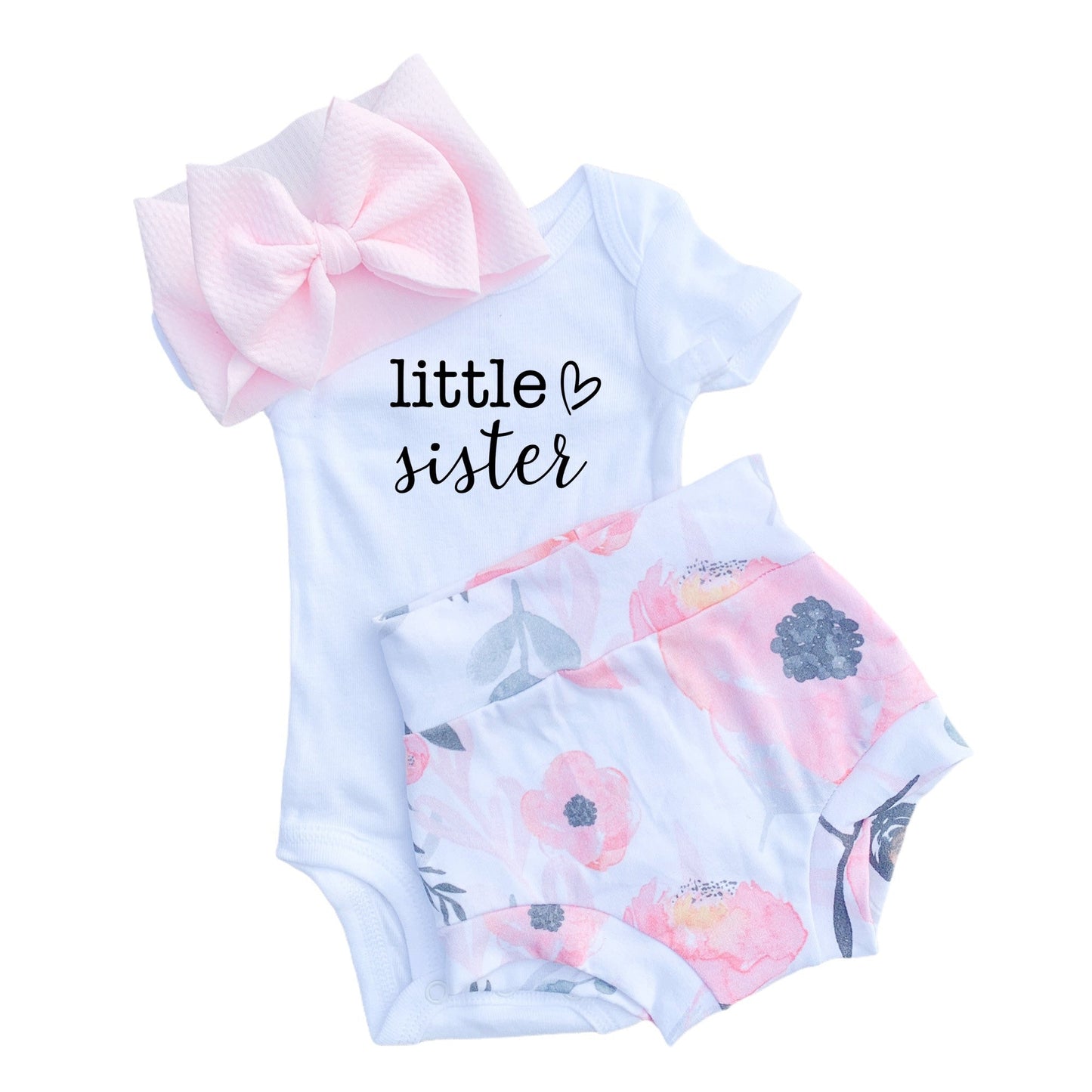 Little Sister Pink Floral Bummies Set