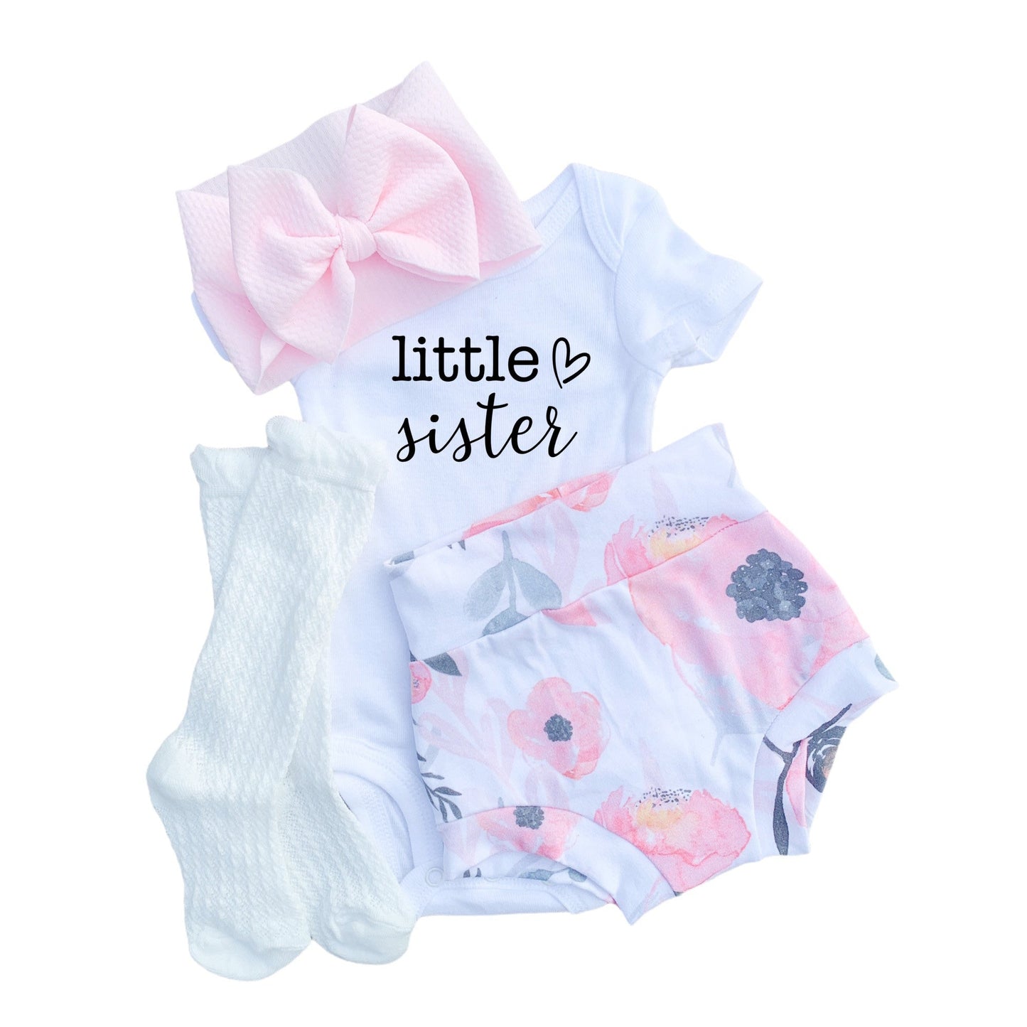 Little Sister Pink Floral Bummies Set