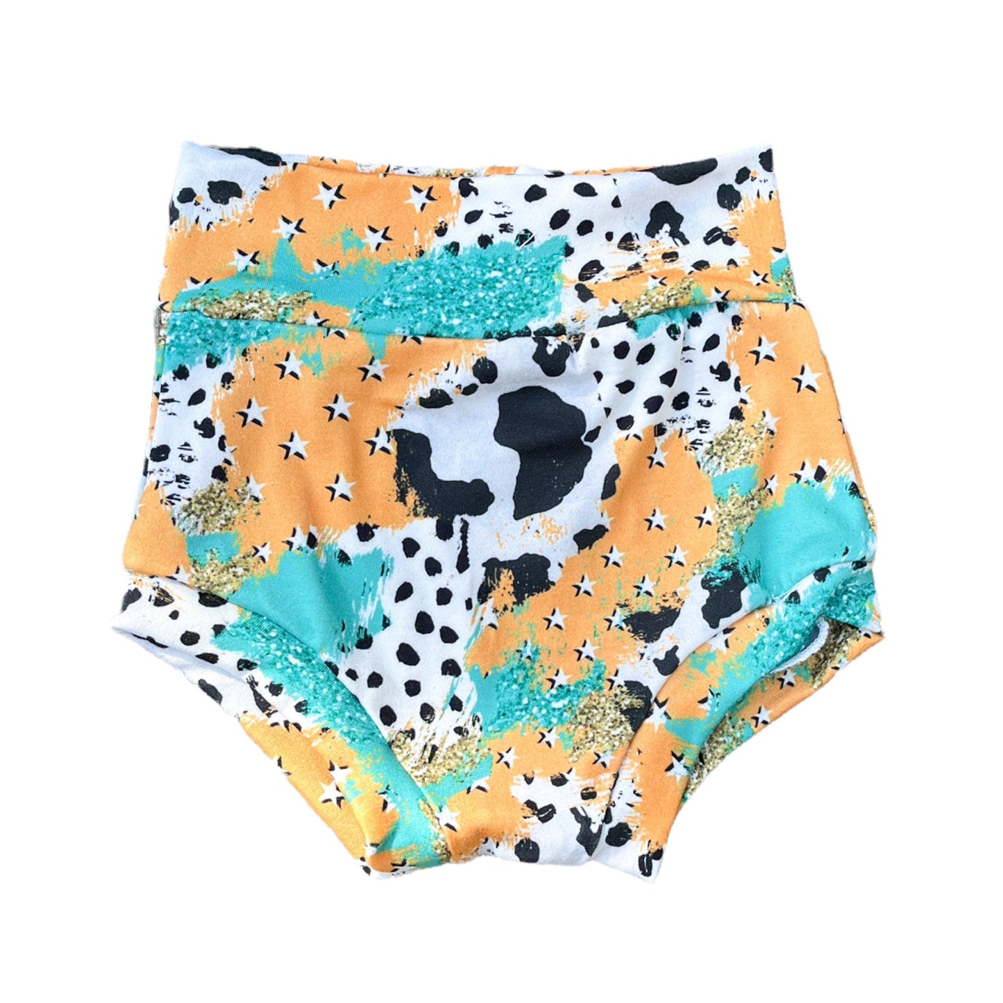 Howdy Western Cow Print Brushstroke Baby Bummies Set