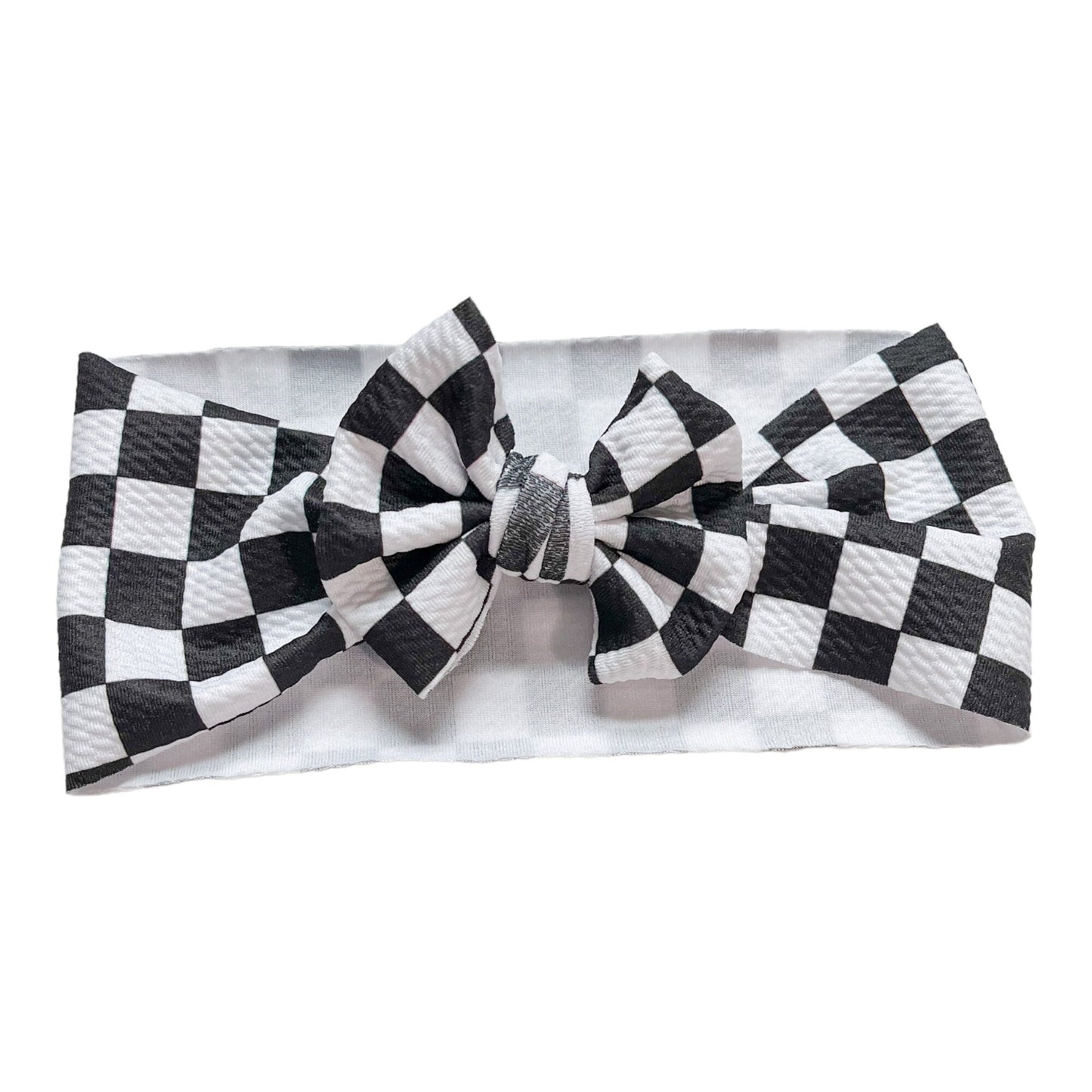 Black and White Checkered Headwrap Bow