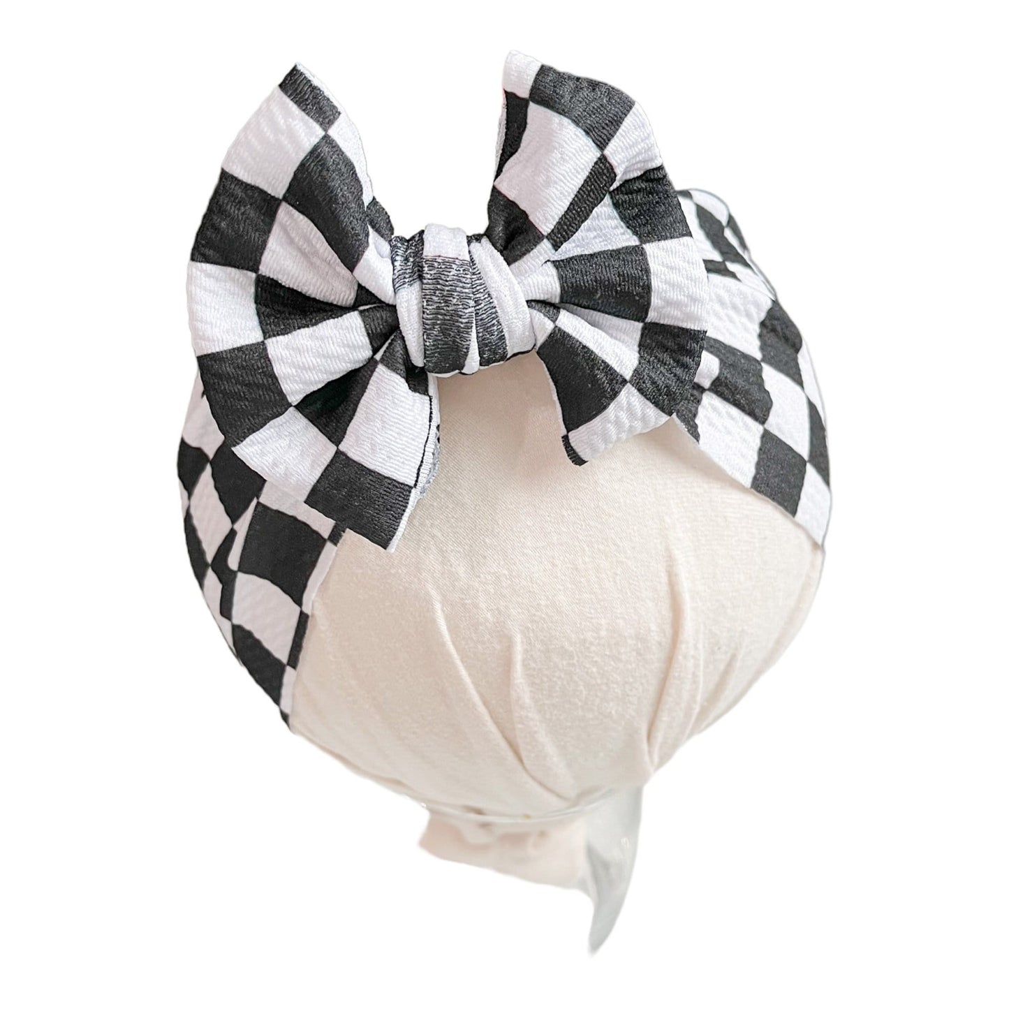 Black and White Checkered Headwrap Bow