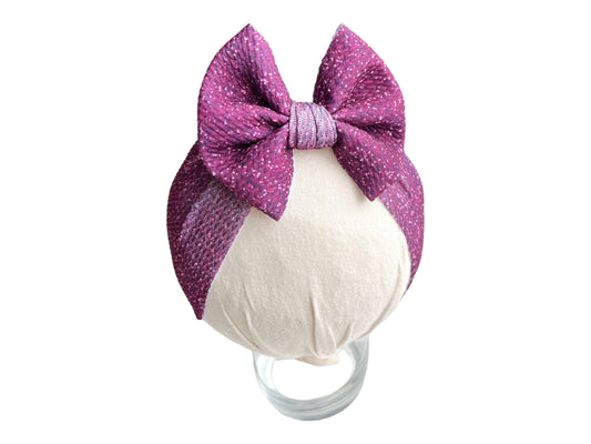 Faux Purple Glitter Headwrap Bow