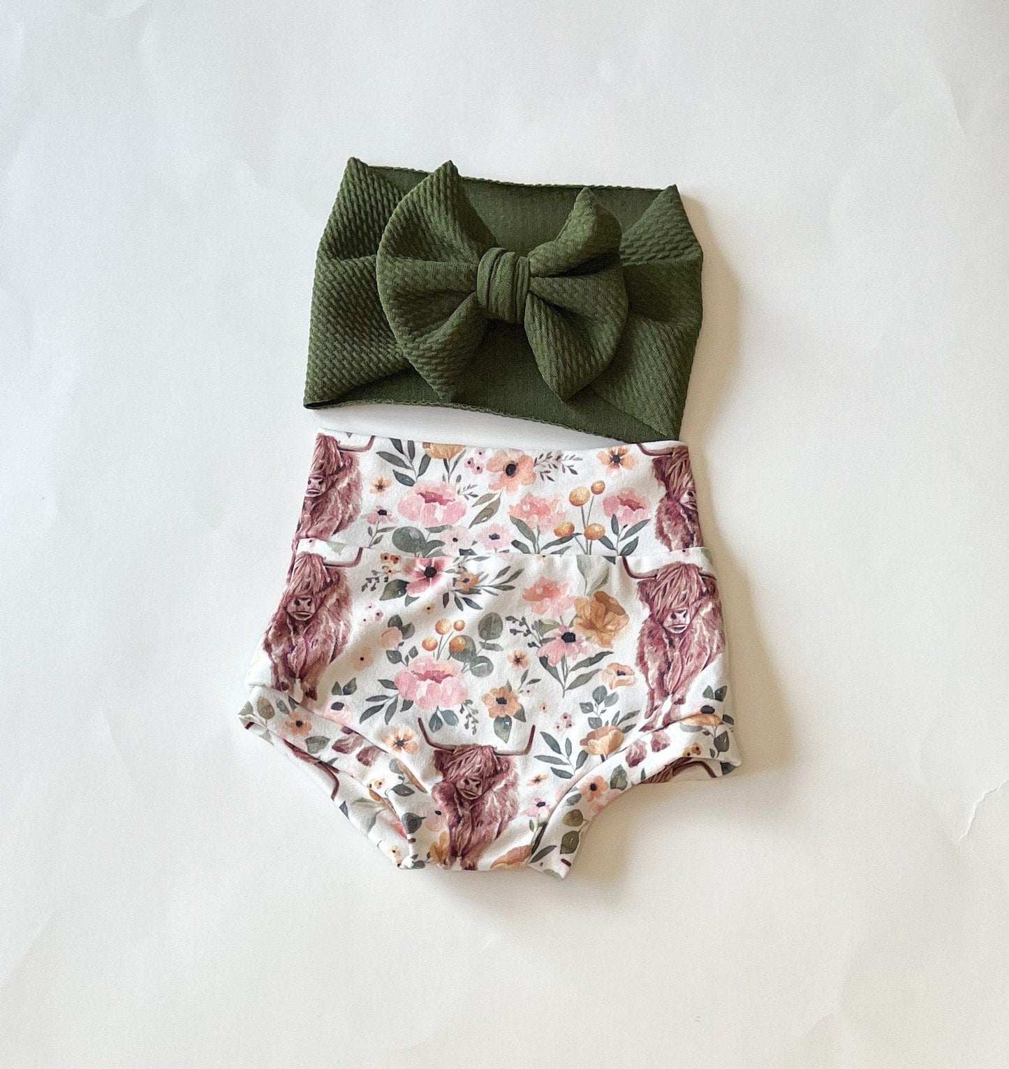 Little Cowgirl Highland Cow Bummies Set