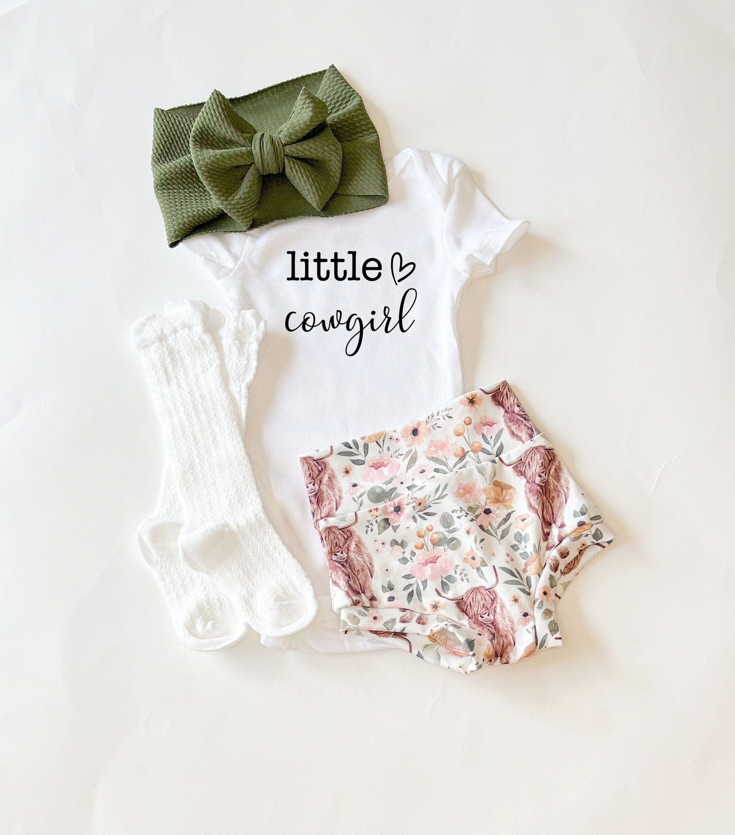 Little Cowgirl Highland Cow Bummies Set