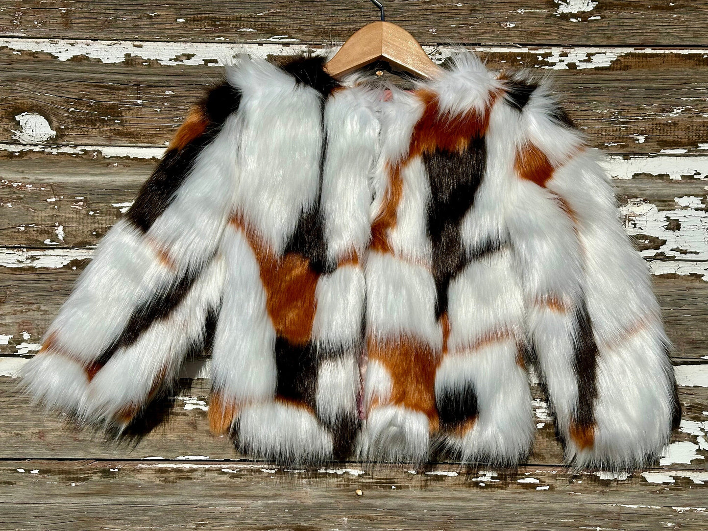 Girls Faux Fur Coat: Shaggy Dress Jacket, Black