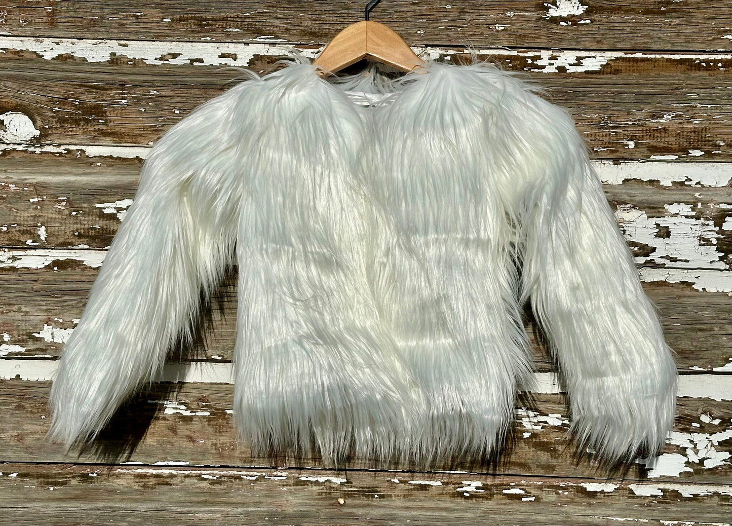 Girls Faux Fur Coat: Shaggy Dress Jacket, Black