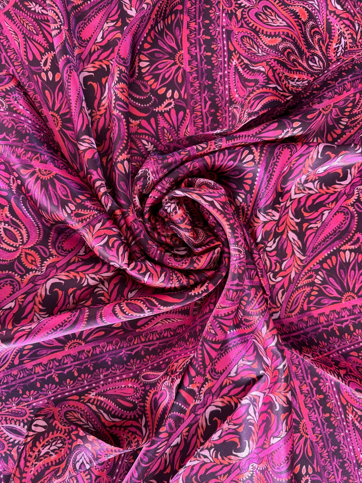 100% Silk Wild Rag Dark Pink Quilted Paisley by Double B Wild Rags