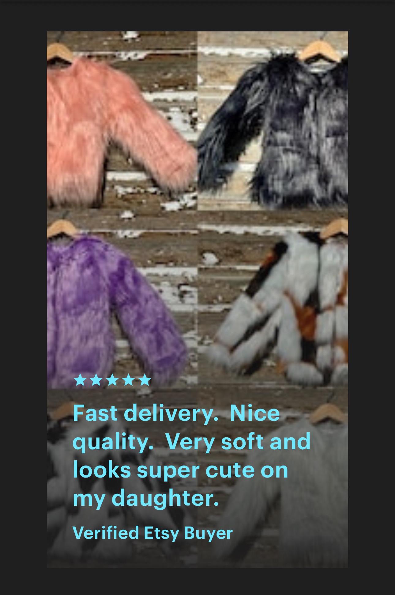 Girls Faux Fur Coat: Shaggy Dress Jacket, Black