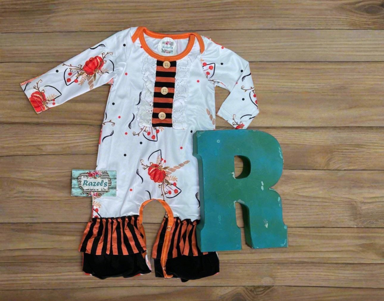 Unicorn Pumpkin Fall Outfit for Girls | Matching Sister Set | Dress or Romper | Toddler Thanksgiving Halloween Outfit