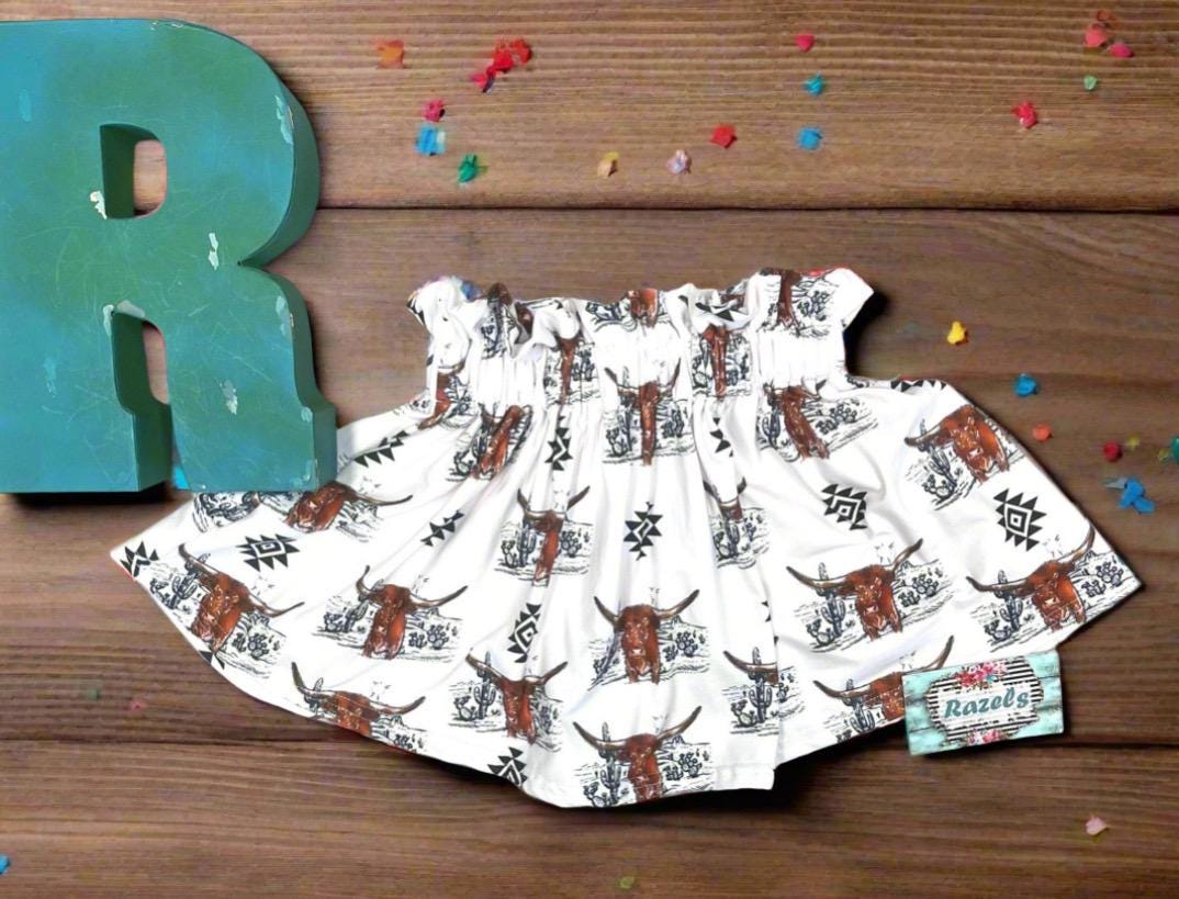 Girls' Longhorn Aztec Print Skirt: Western Rodeo Kid Style