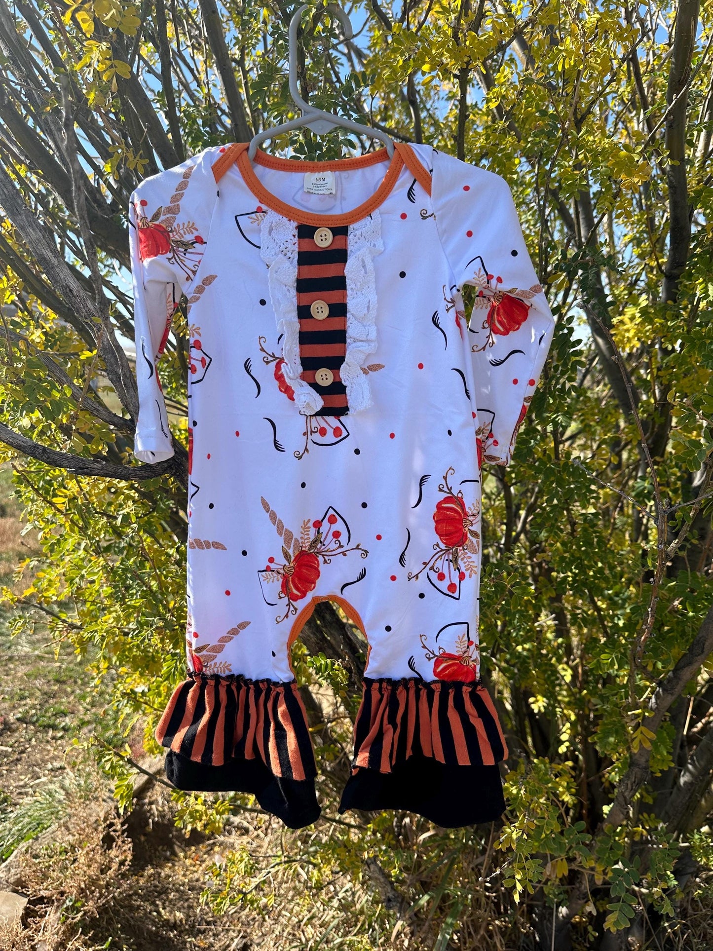 Unicorn Pumpkin Fall Outfit for Girls | Matching Sister Set | Dress or Romper | Toddler Thanksgiving Halloween Outfit