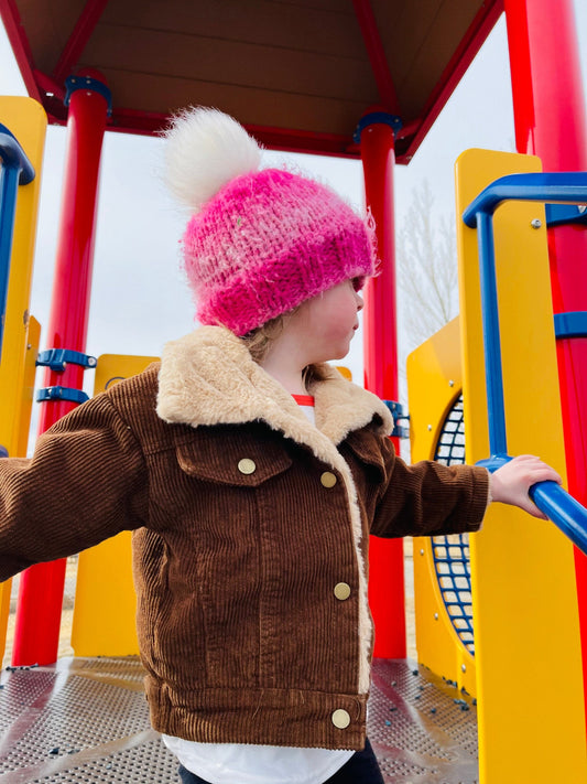 Vintage Corduroy Cowboy Jacket: Brown Sherpa Lined - Size 6/7 & 7/8