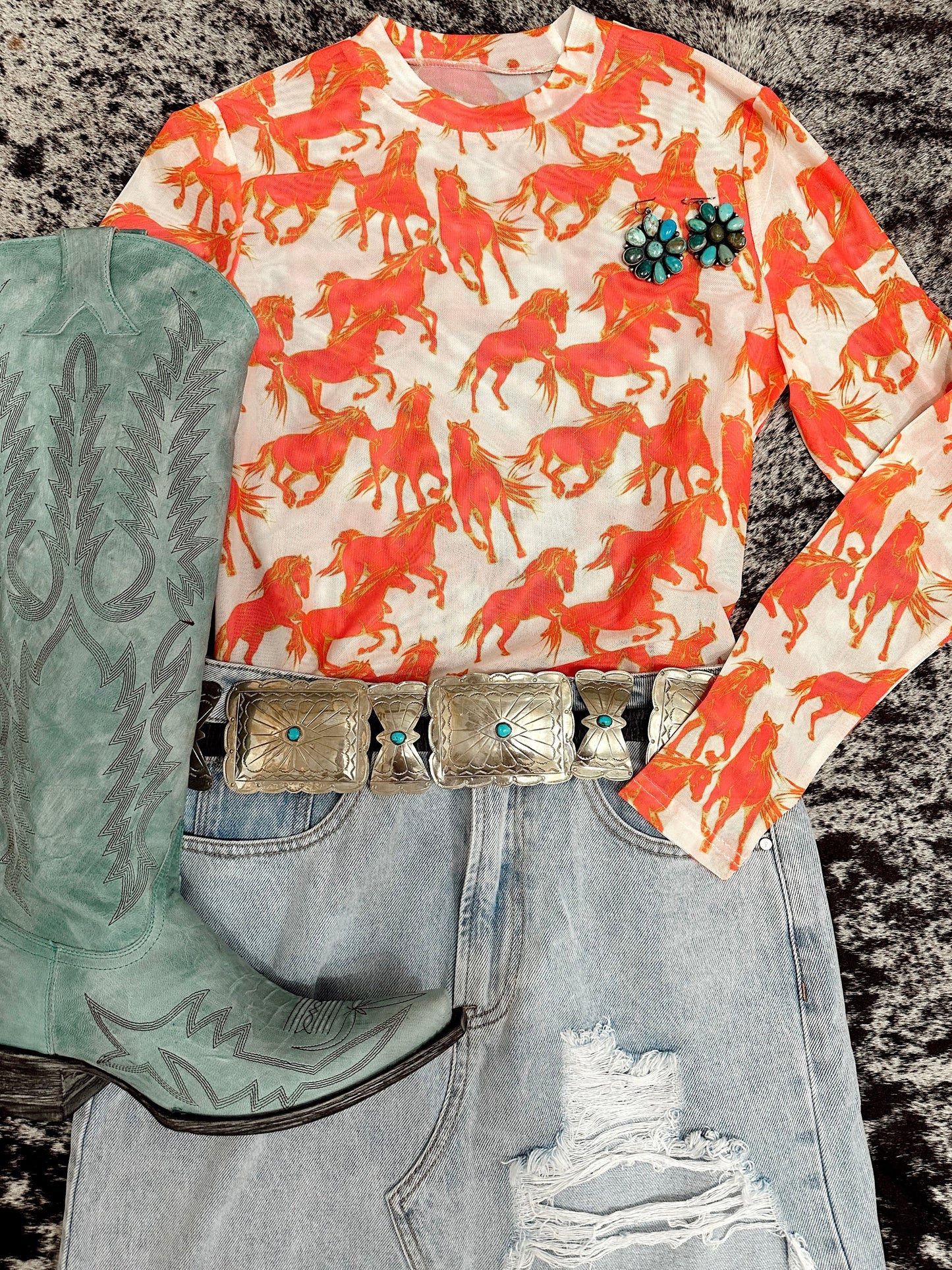 The Neon Wild Horse Mesh Top