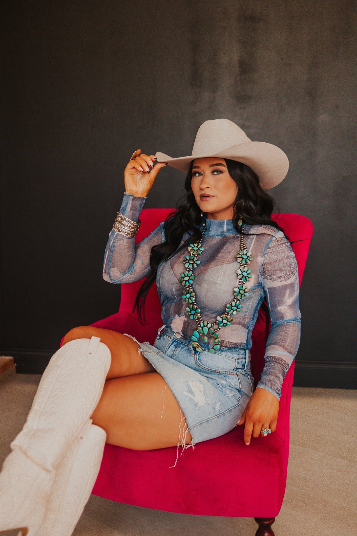 The Denim Mesh Top