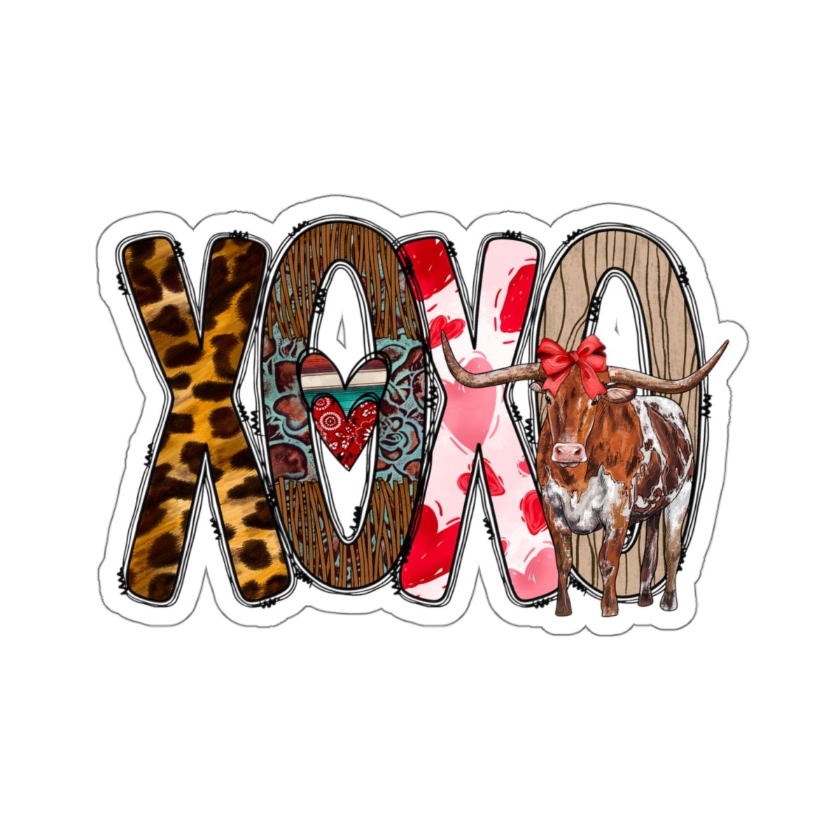 Longhorn, Hugs and Kisses, Kiss-Cut Stickers - SmorgeousByGina