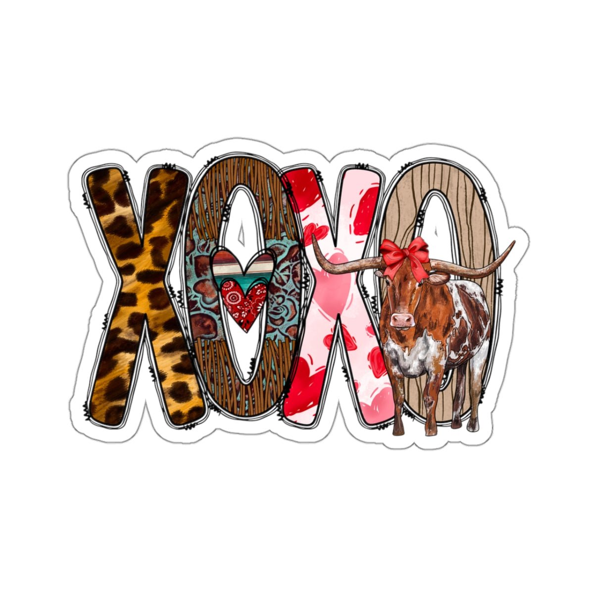 Longhorn, Hugs and Kisses, Kiss-Cut Stickers - SmorgeousByGina
