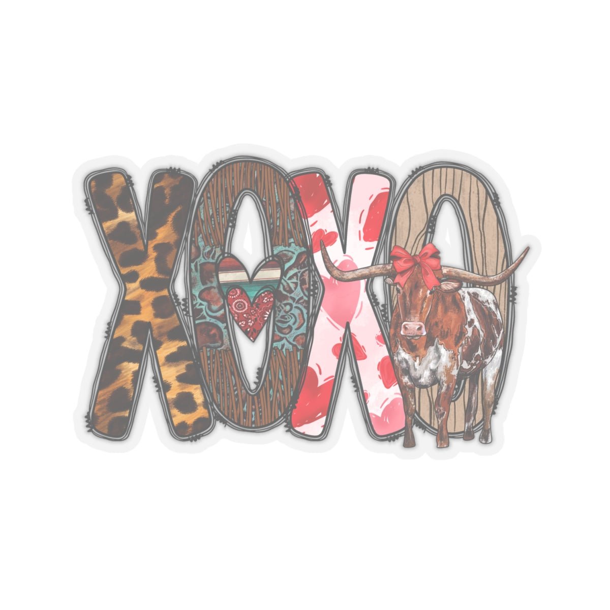 Longhorn, Hugs and Kisses, Kiss-Cut Stickers - SmorgeousByGina