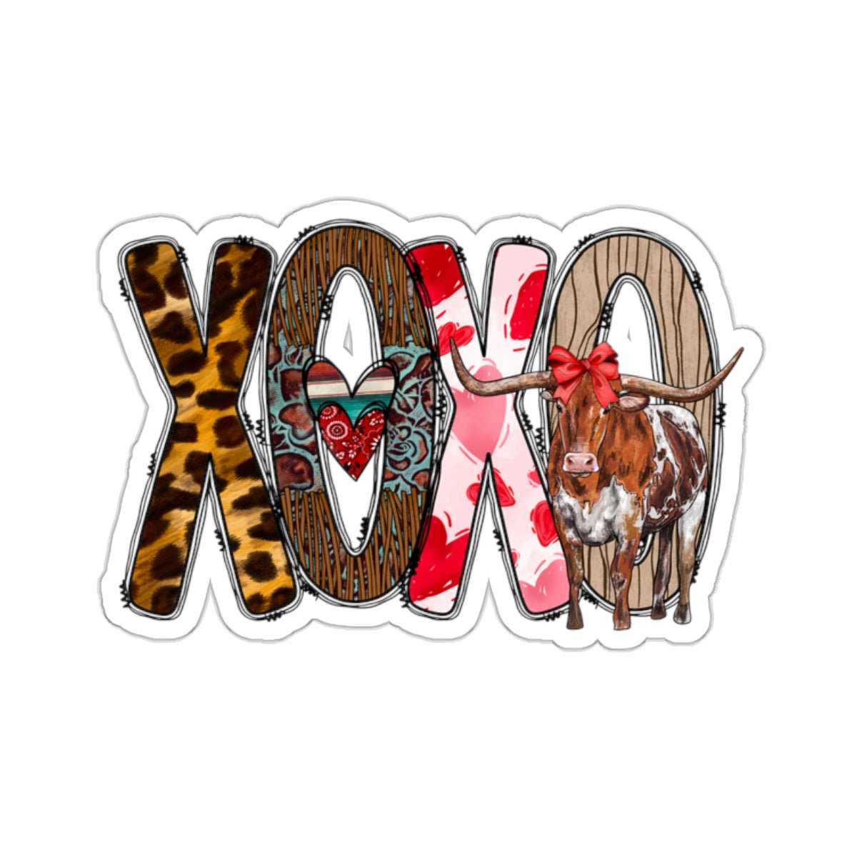 Longhorn, Hugs and Kisses, Kiss-Cut Stickers - SmorgeousByGina
