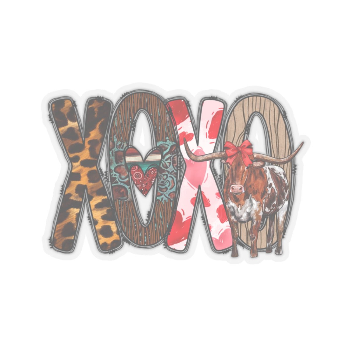 Longhorn, Hugs and Kisses, Kiss-Cut Stickers - SmorgeousByGina