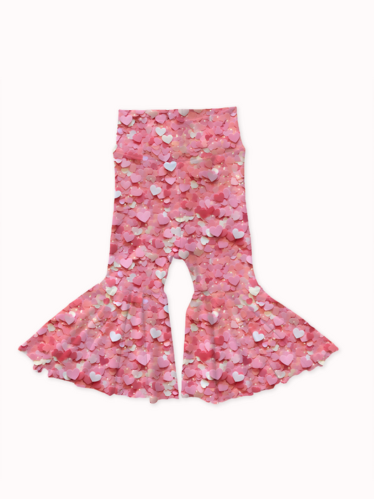 Faux Pink Glitter Baby Bell Bottoms