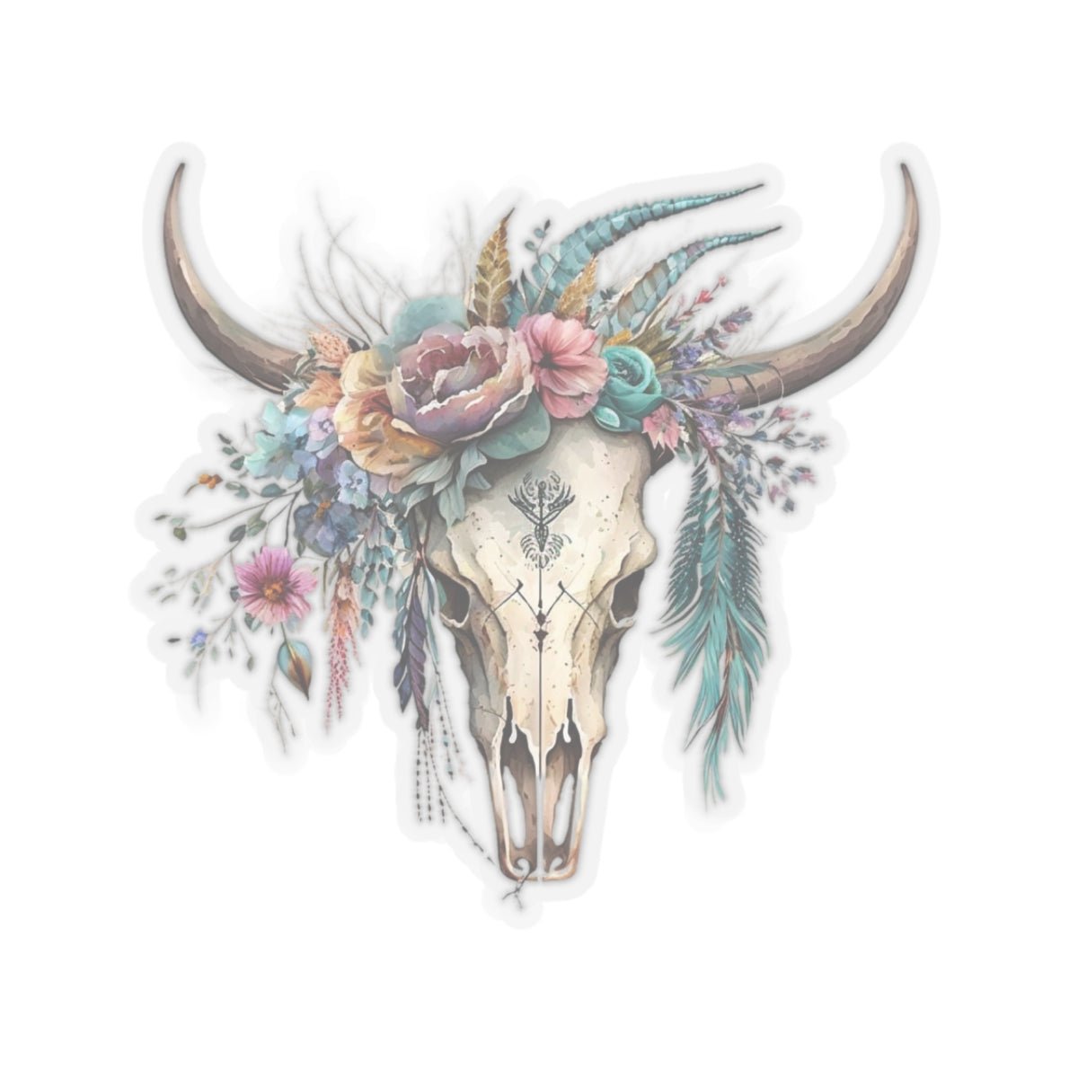 Sticker, Boho Cow Sticker, Boho, Floral Cow Sticker, K-C Stickers - SmorgeousByGina