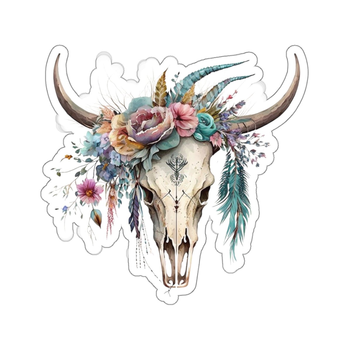 Sticker, Boho Cow Sticker, Boho, Floral Cow Sticker, K-C Stickers - SmorgeousByGina