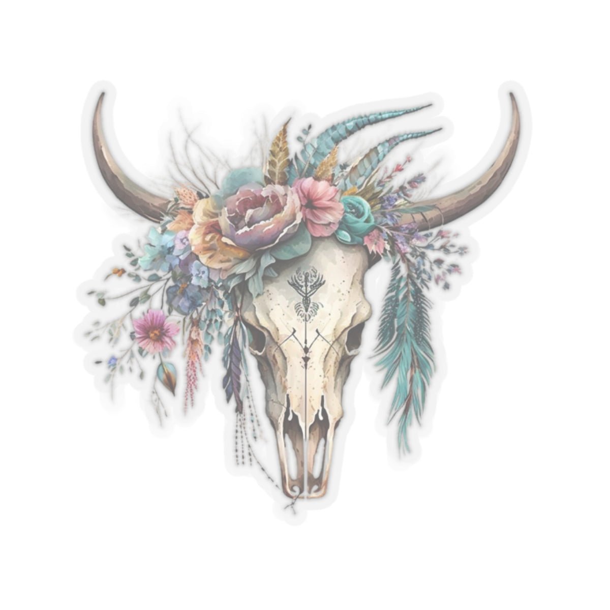 Sticker, Boho Cow Sticker, Boho, Floral Cow Sticker, K-C Stickers - SmorgeousByGina