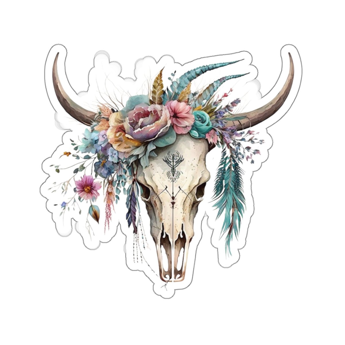 Sticker, Boho Cow Sticker, Boho, Floral Cow Sticker, K-C Stickers - SmorgeousByGina