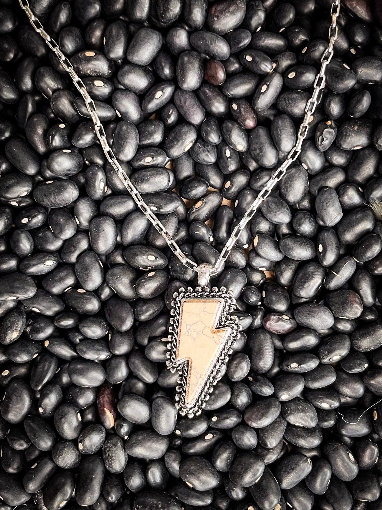 Striker White Lightning Bolt Fashion Necklace