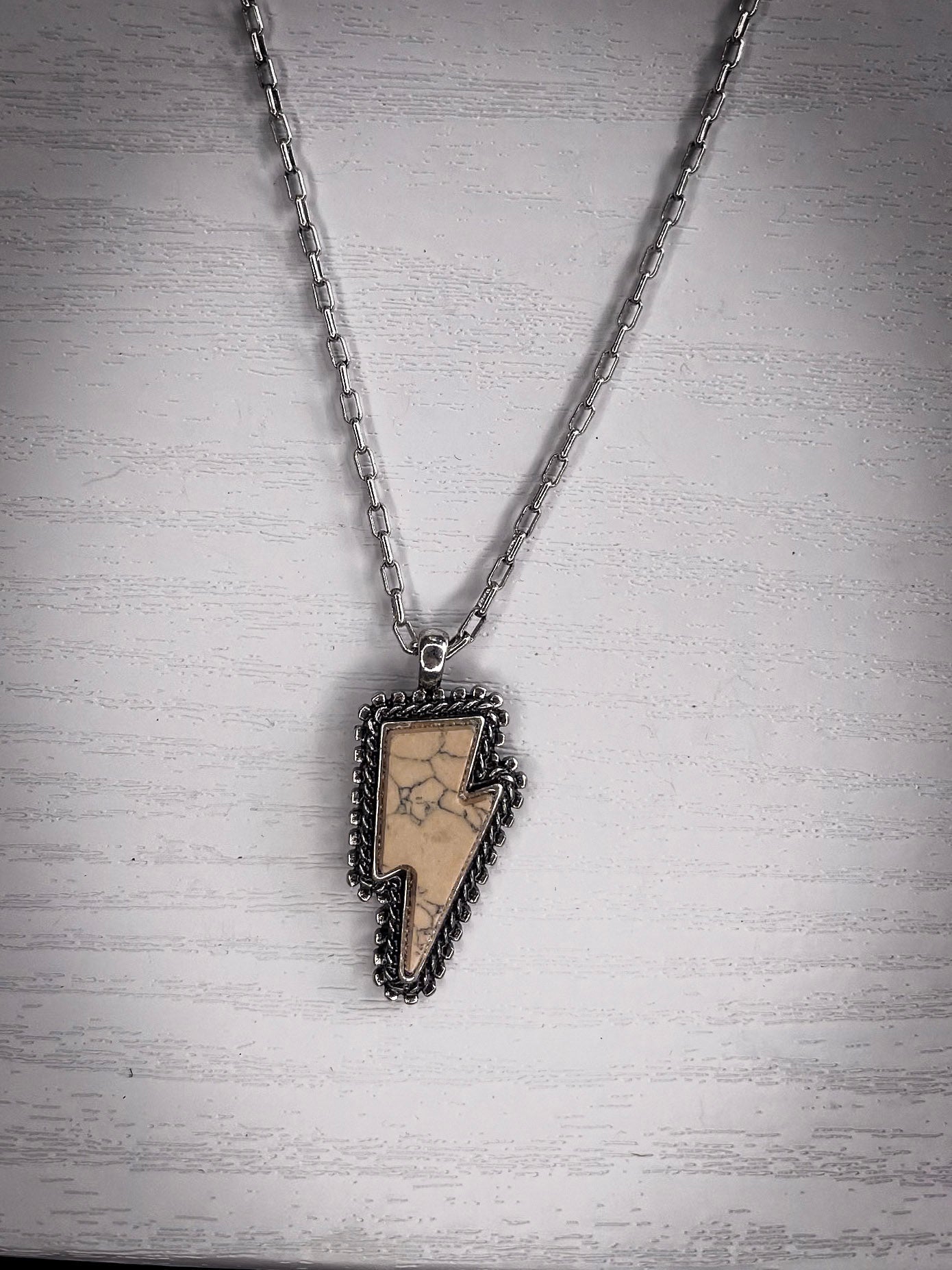 Striker White Lightning Bolt Fashion Necklace