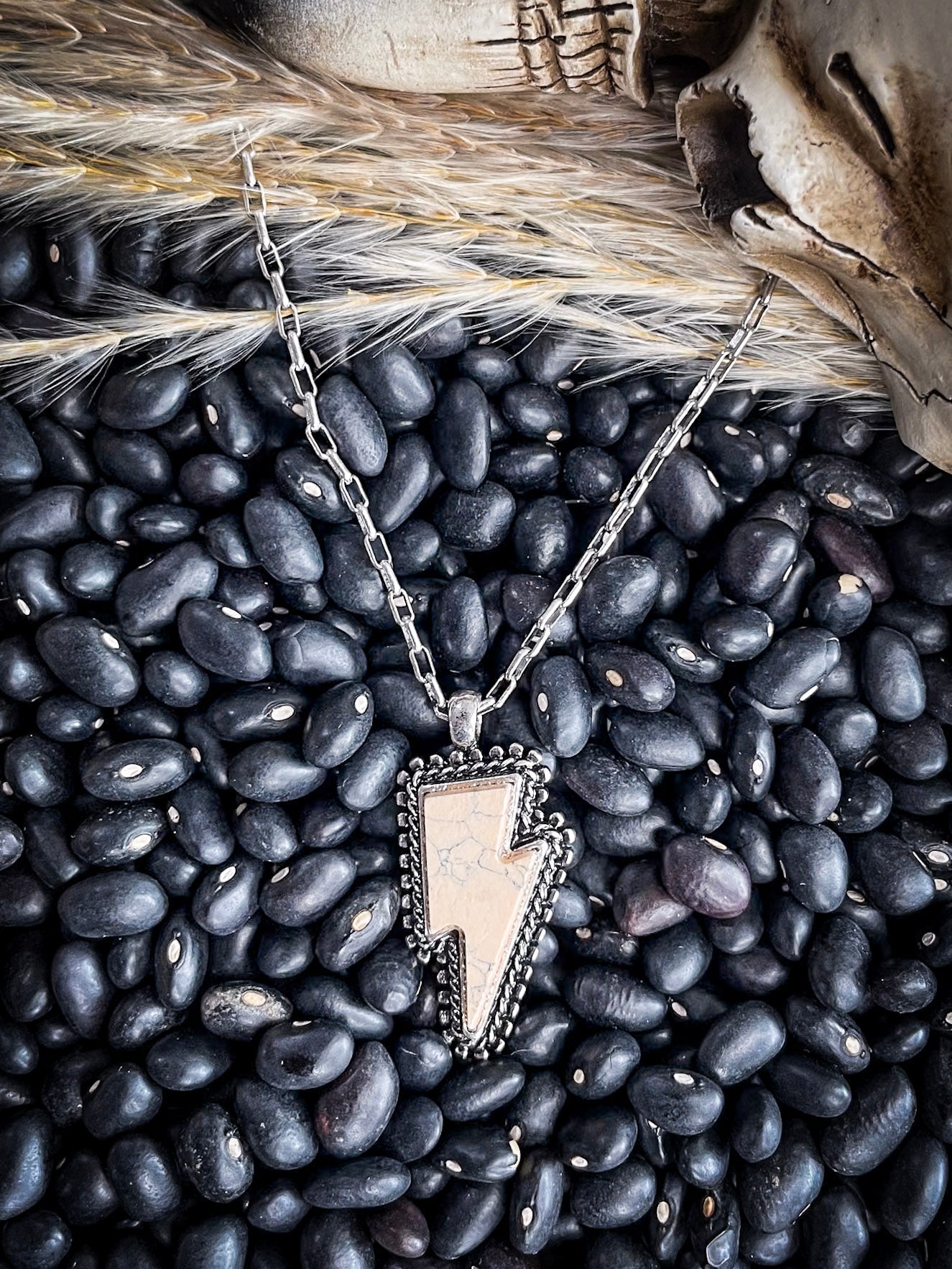 Striker White Lightning Bolt Fashion Necklace