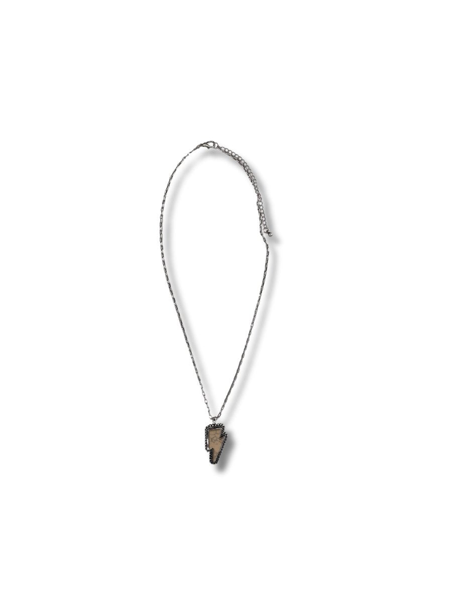 Striker White Lightning Bolt Fashion Necklace