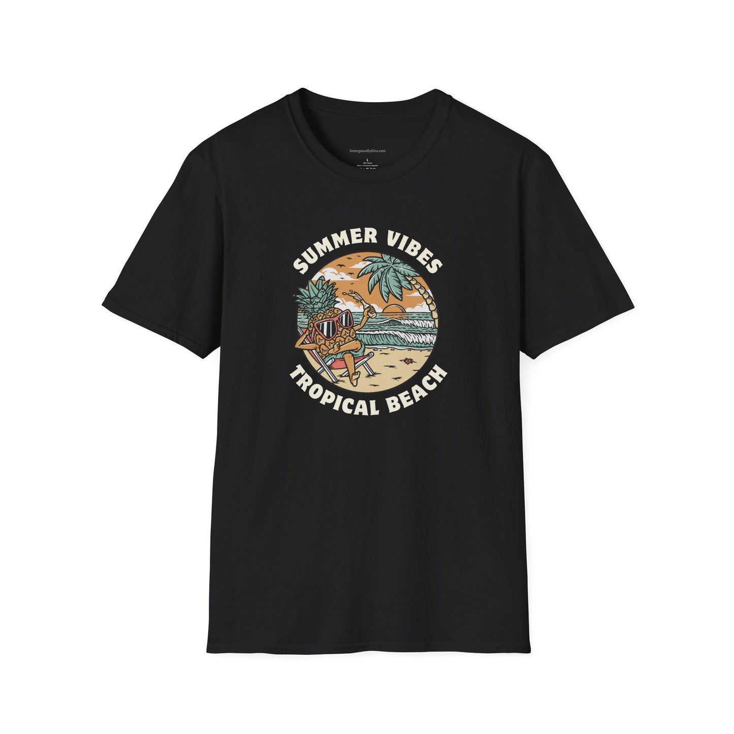 Summer Vibes, Tropical Beach, Unisex Softstyle T - Shirt - SmorgeousByGina